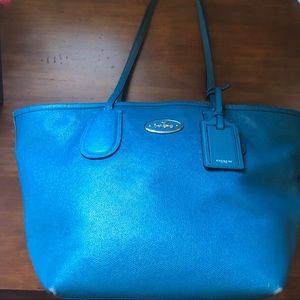 Coach Tote Purse in Aqua Blue (Vintage!)